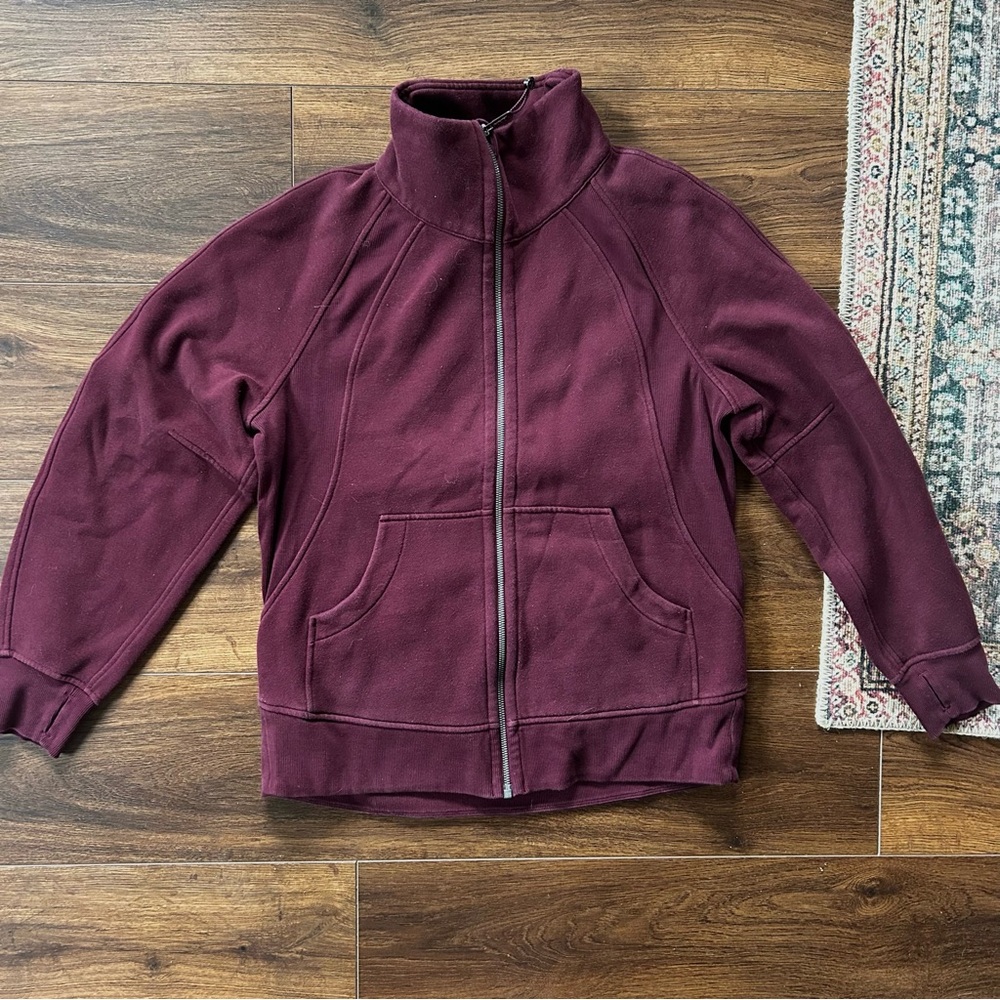 lululemon Scuba Oversized Funnel-Neck Full Zip in maroon | size xs/s